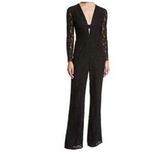 Diane von Furstenberg Kyara Long-Sleeve Lace Jumpsuit Black Womens Size 4 FLAW